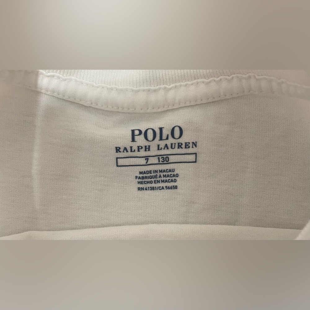 RALPH LAUREN Deckwash 100% cotton White Polo Bear Long Sleeve T-Shirt; size 7 - Picture 5 of 6
